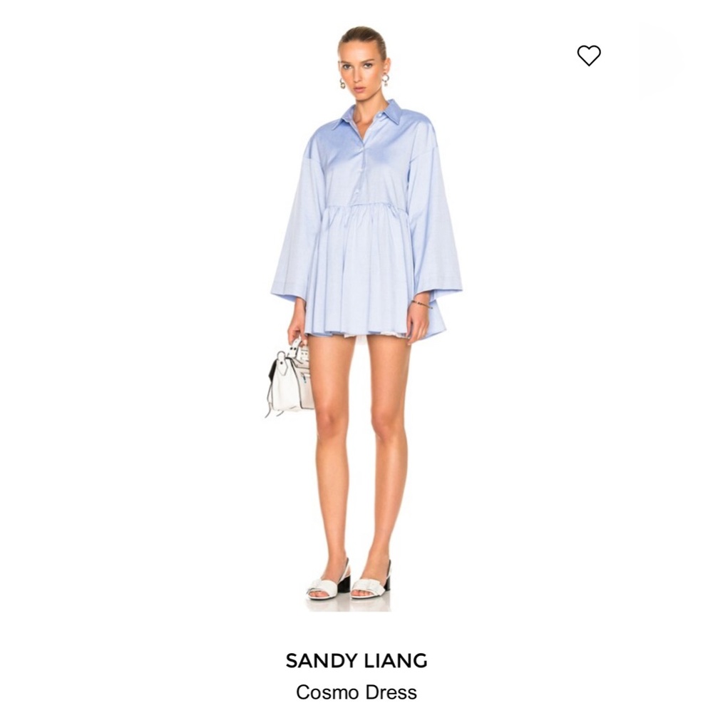 Striped mini dress, shirt dress, blue, ruffle embellishment, collar.